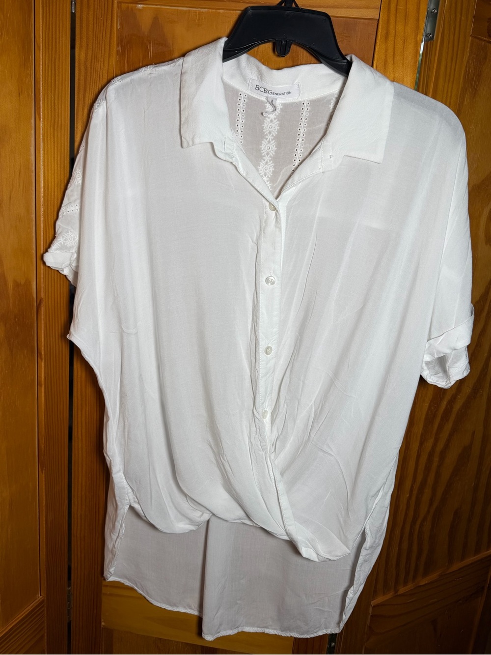 BCBGeneration White Eyelet Trim Blouse